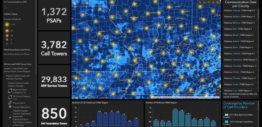 exemple d'un dashboad réalisé avec ArcGIS Dashboard