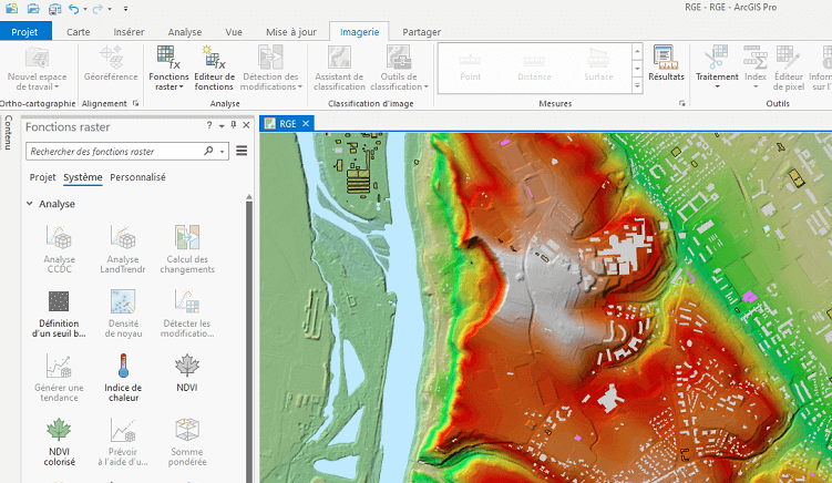 capture d'écran de l'interce d'ArcGIS Pro avec une vue cartographique